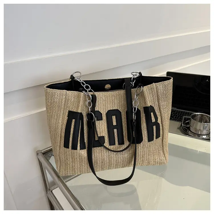 Woven Letter Shoulder Bag with Chain Strap — feature 20