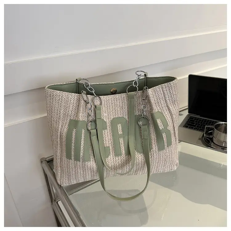 Woven Letter Shoulder Bag with Chain Strap — feature 21