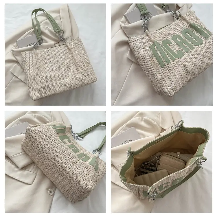 Woven Letter Shoulder Bag with Chain Strap — feature 22