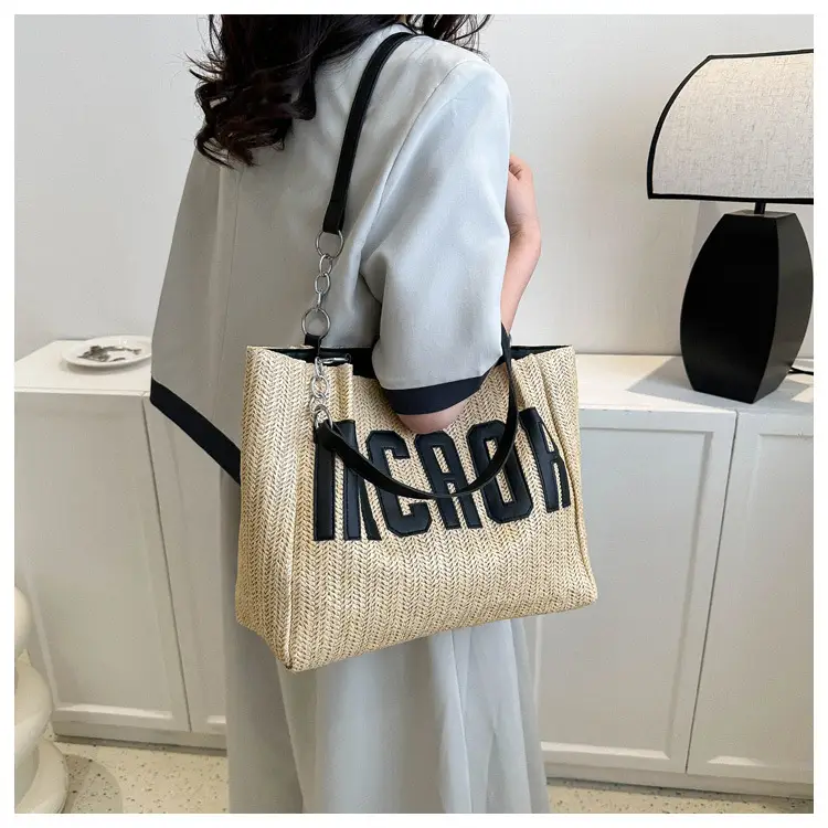 Woven Letter Shoulder Bag with Chain Strap — feature 23