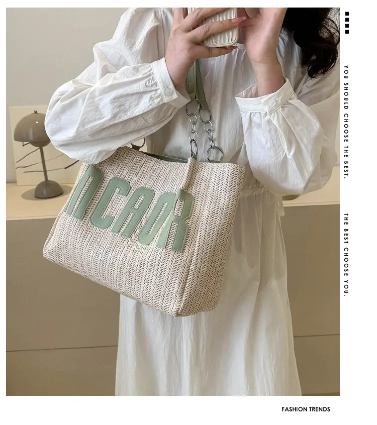 Woven Letter Shoulder Bag with Chain Strap — feature 24