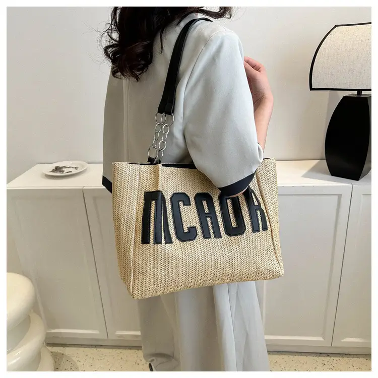 Woven Letter Shoulder Bag with Chain Strap — feature 27