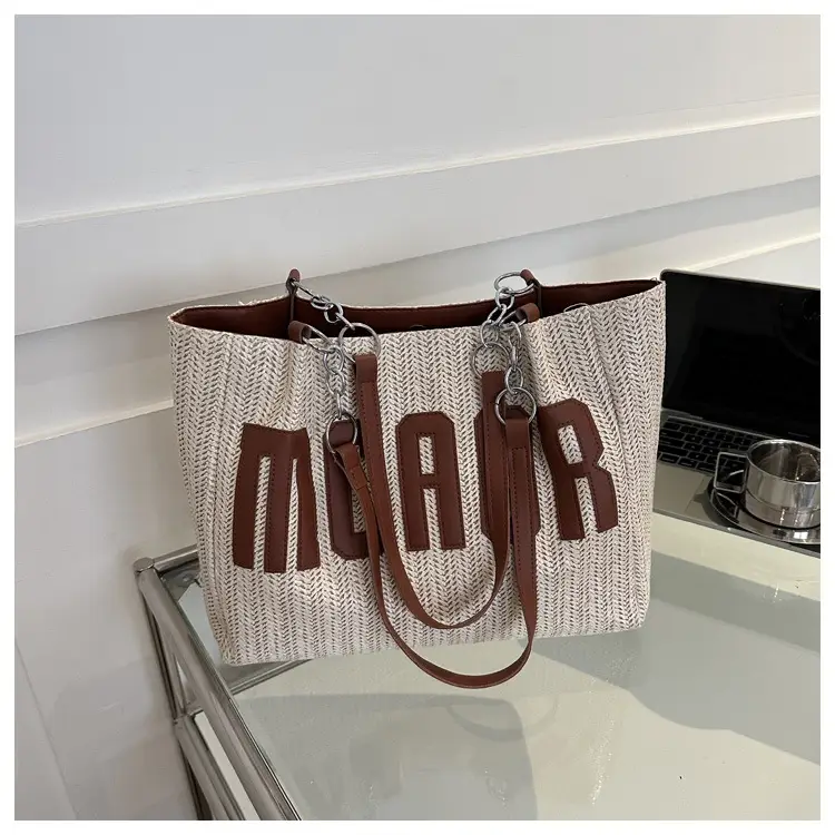 Woven Letter Shoulder Bag with Chain Strap — feature 28