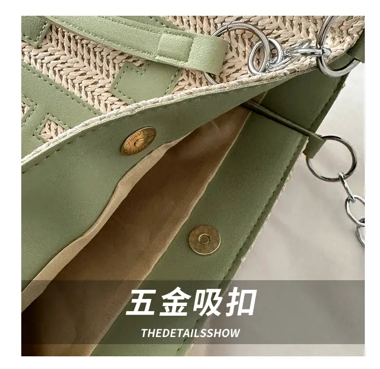 Woven Letter Shoulder Bag with Chain Strap — feature 29
