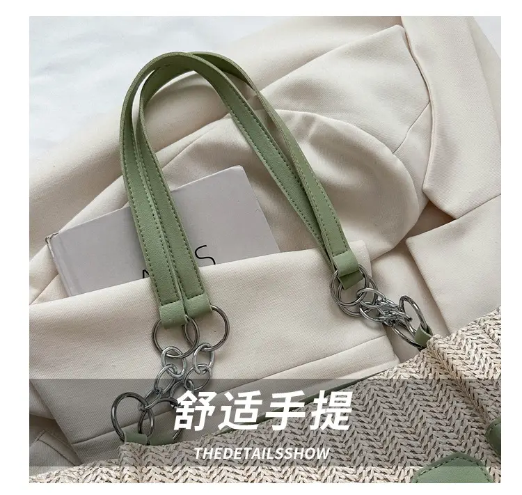 Woven Letter Shoulder Bag with Chain Strap — feature 31