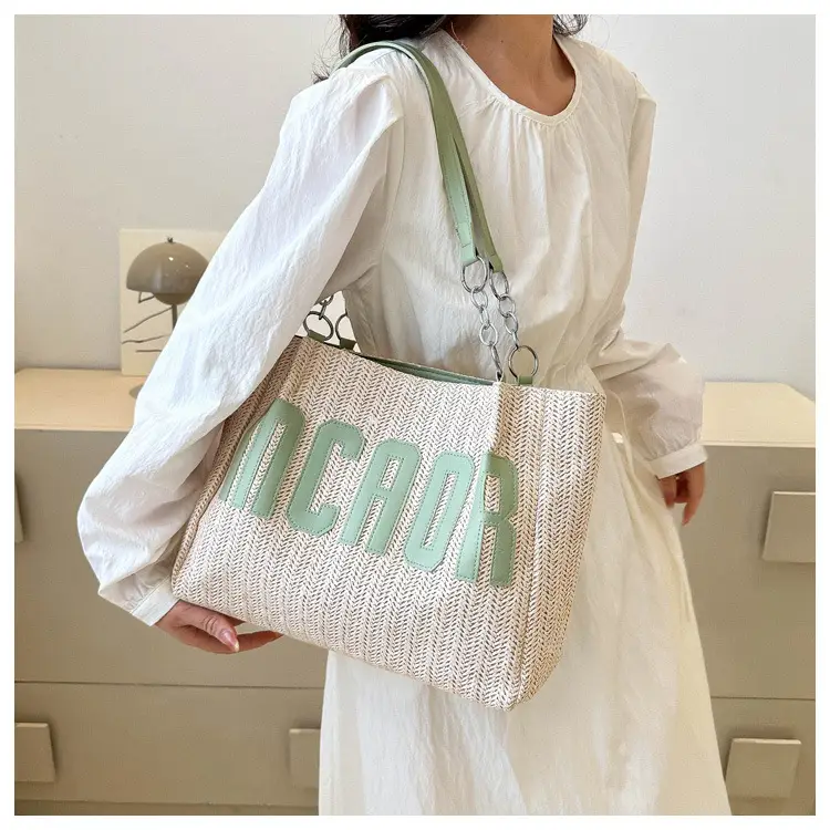 Woven Letter Shoulder Bag with Chain Strap — feature 32