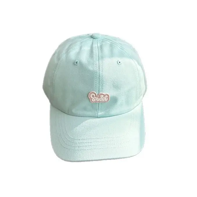 Girls Baseball Cap Sweet Letter Sticker Pink Light Blue - Image 13