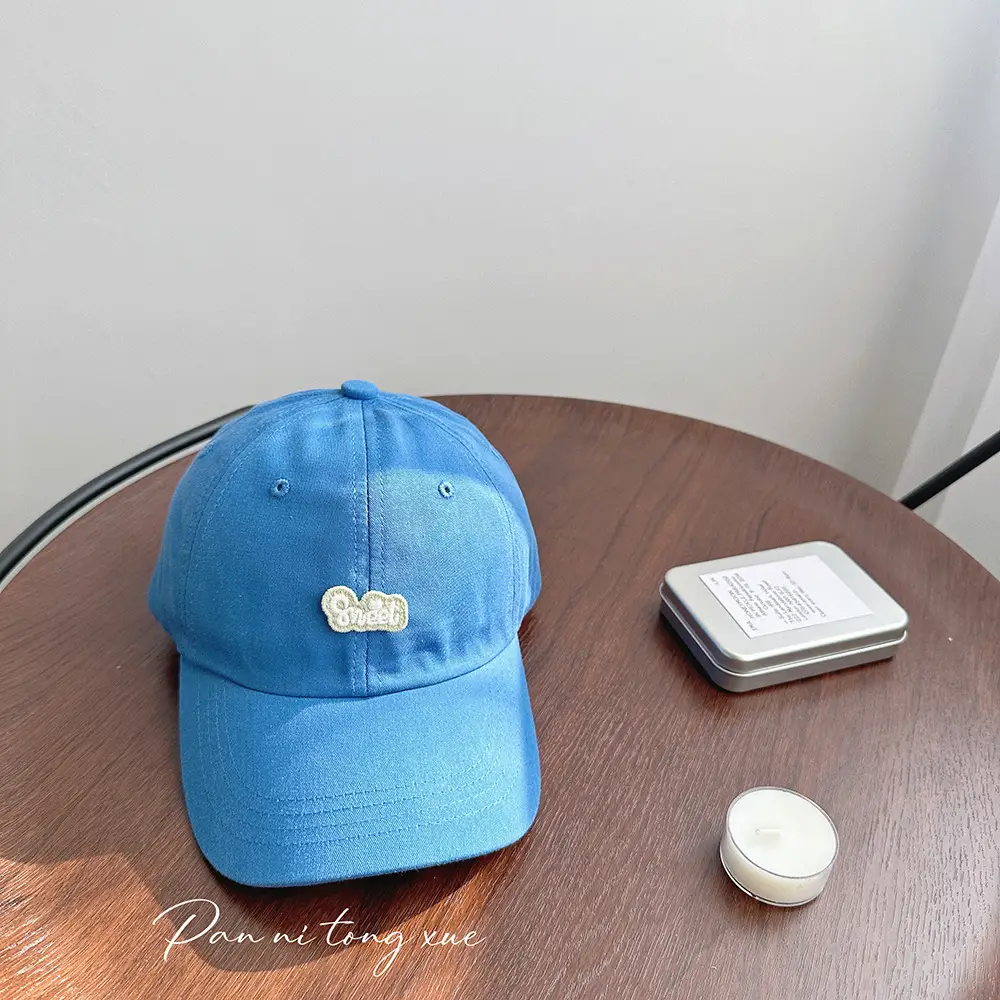 Girls Baseball Cap Sweet Letter Sticker Pink Light Blue — feature 41