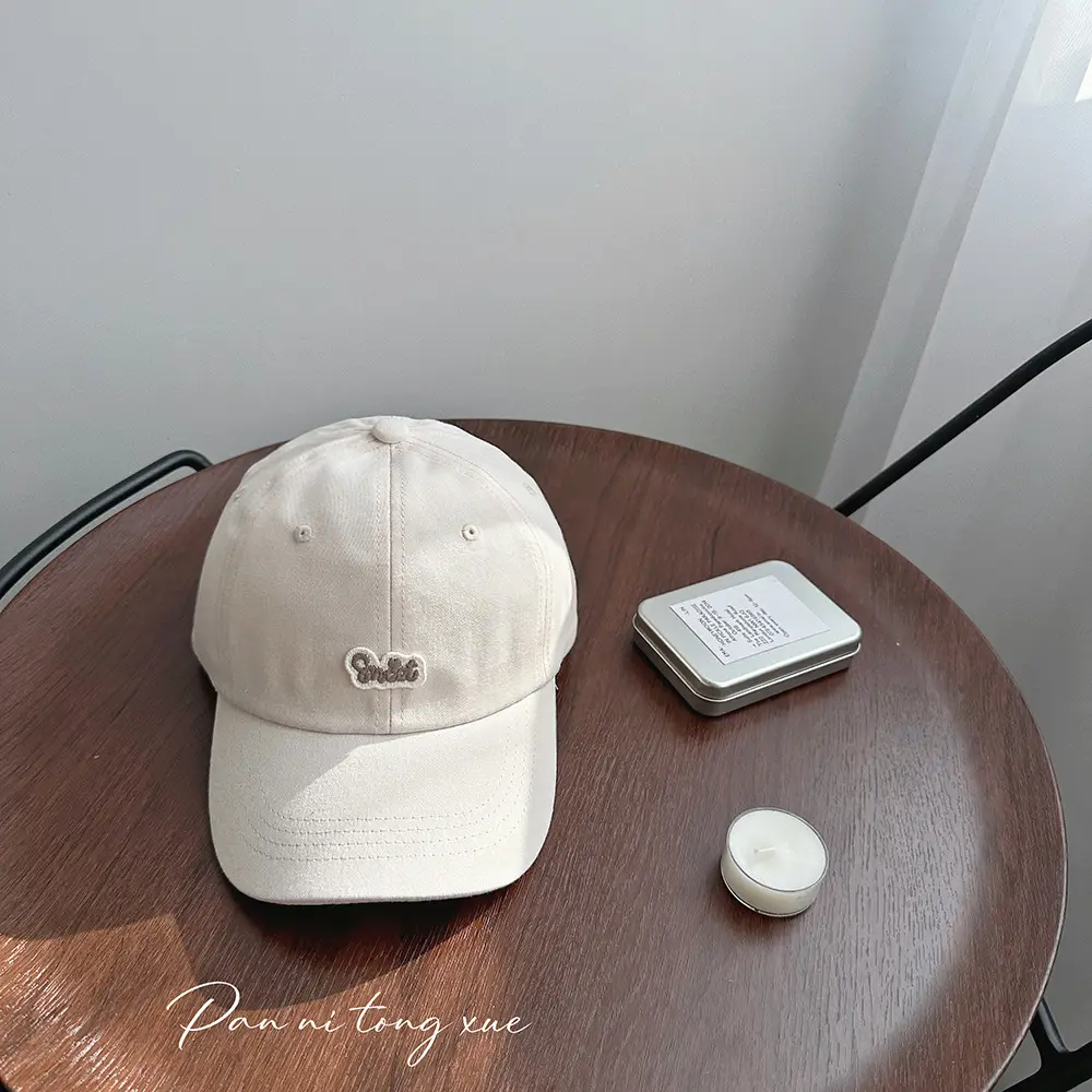 Girls Baseball Cap Sweet Letter Sticker Pink Light Blue - Image 5