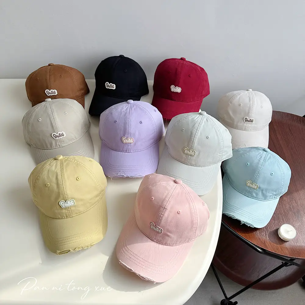 Children's Pink Quilted Baseball Cap with Small Hole - Image 12