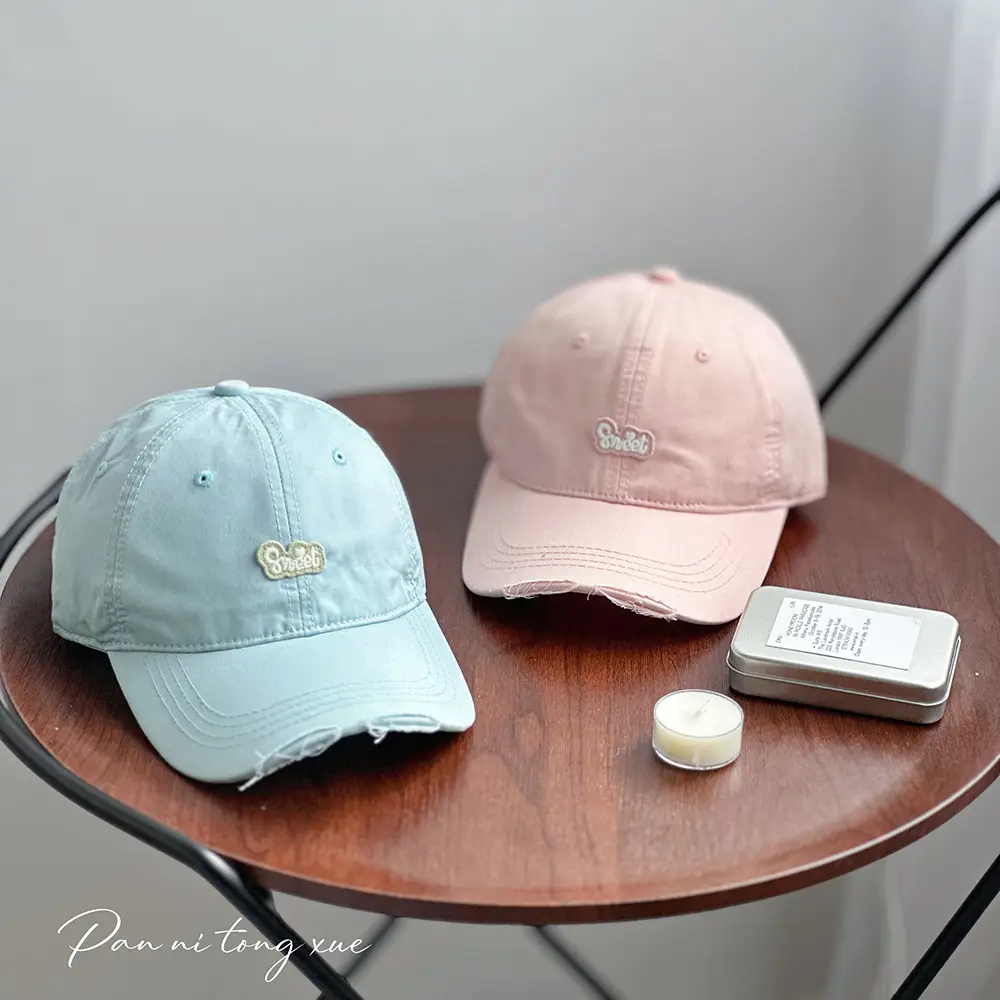 Children's Pink Quilted Baseball Cap with Small Hole — feature 26