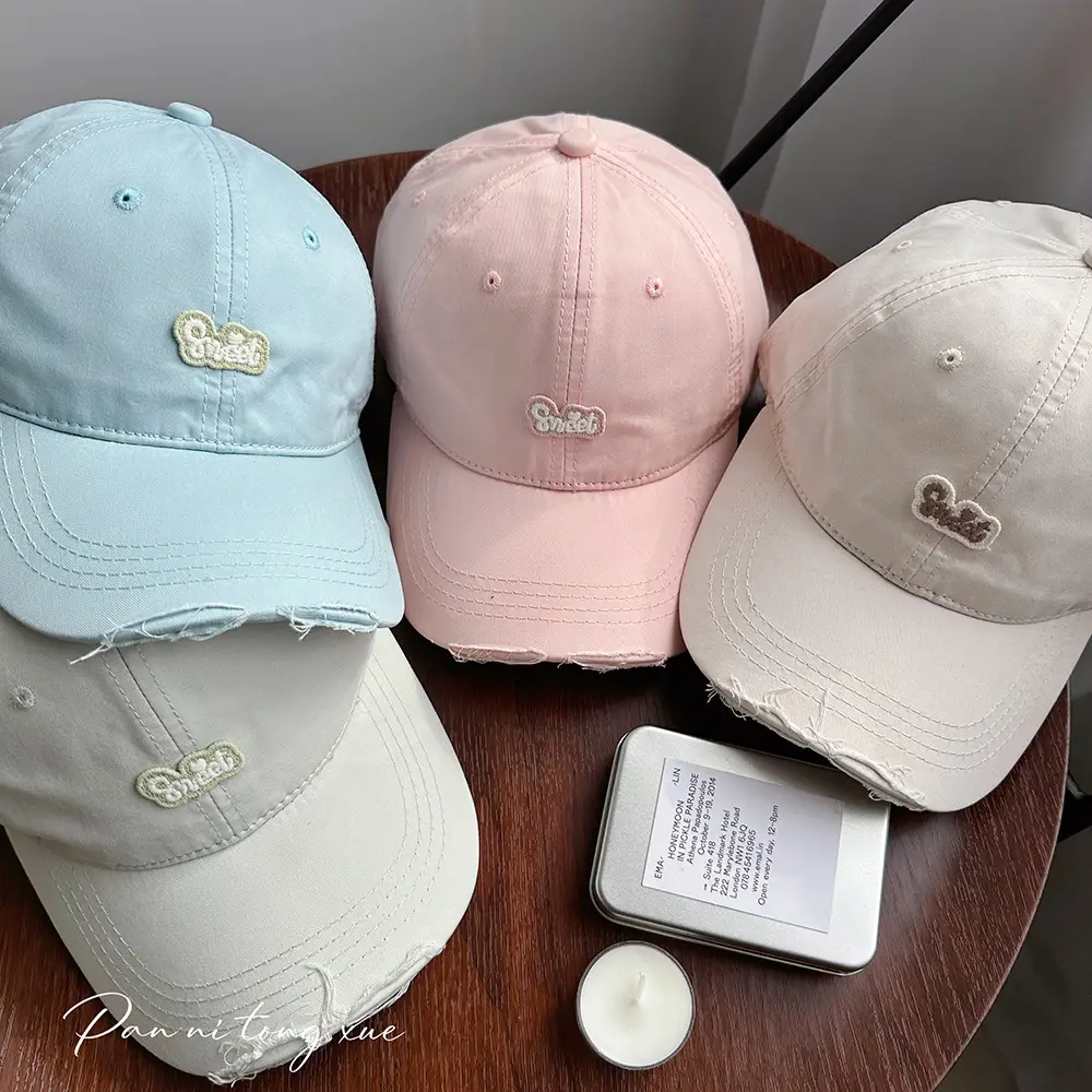 Children's Pink Quilted Baseball Cap with Small Hole — feature 27