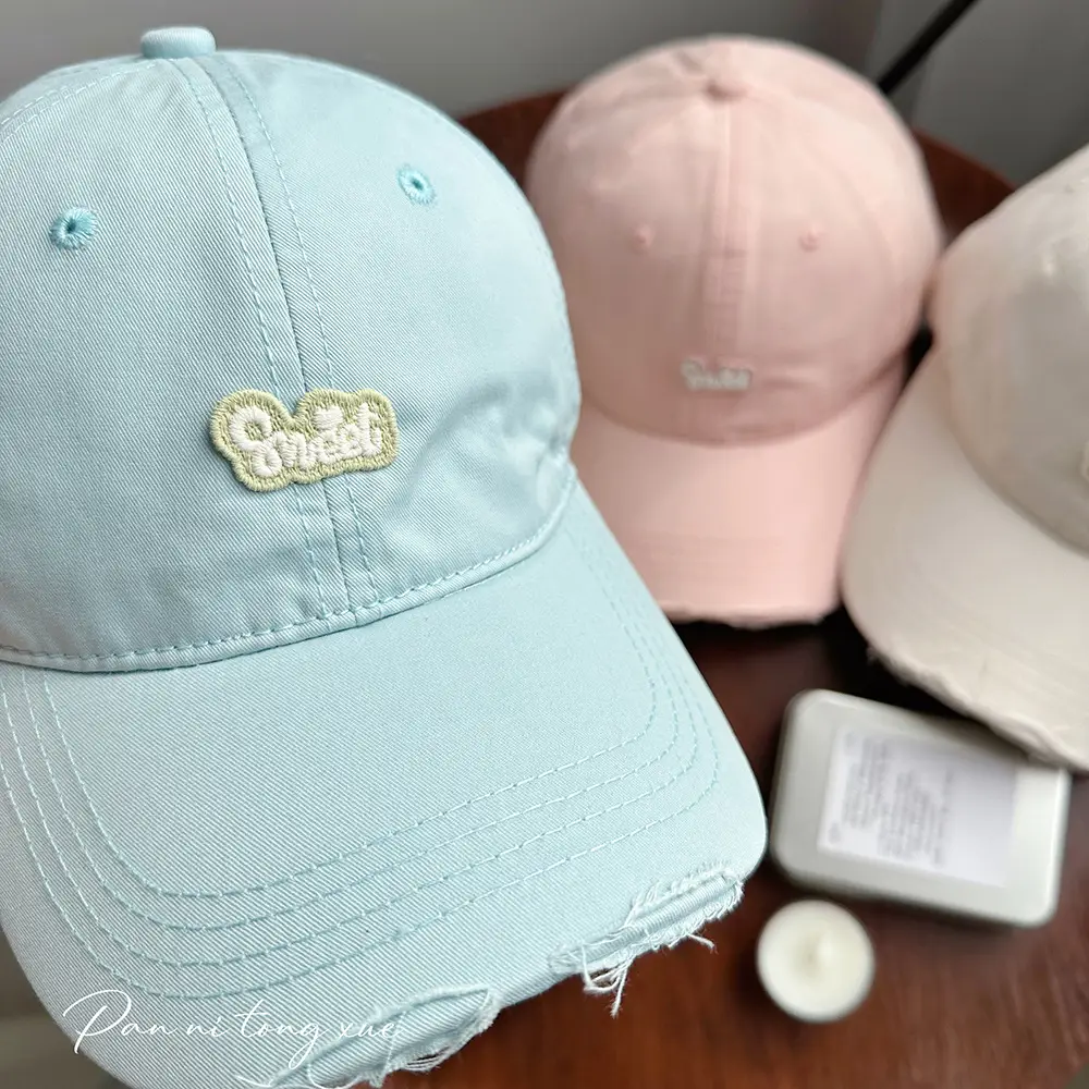 Children's Pink Quilted Baseball Cap with Small Hole — feature 28