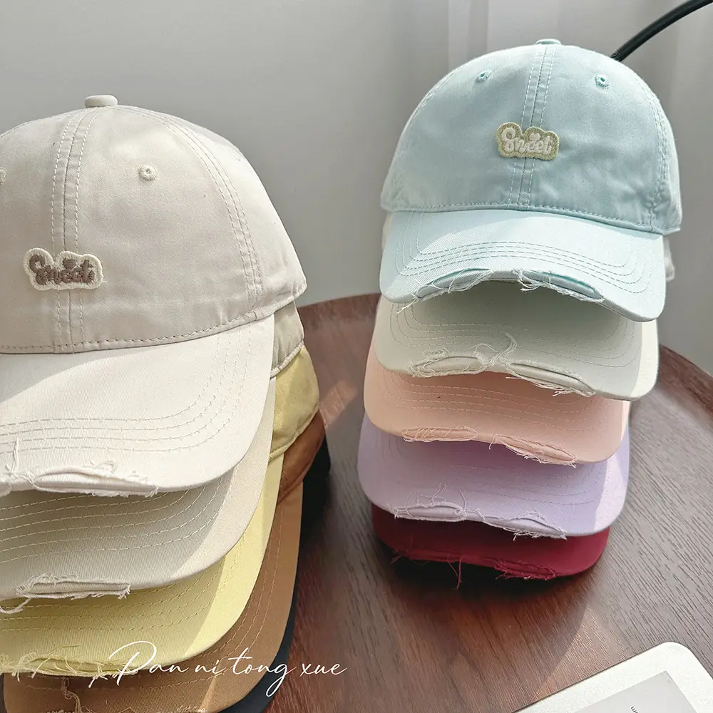 Children's Pink Quilted Baseball Cap with Small Hole — feature 29