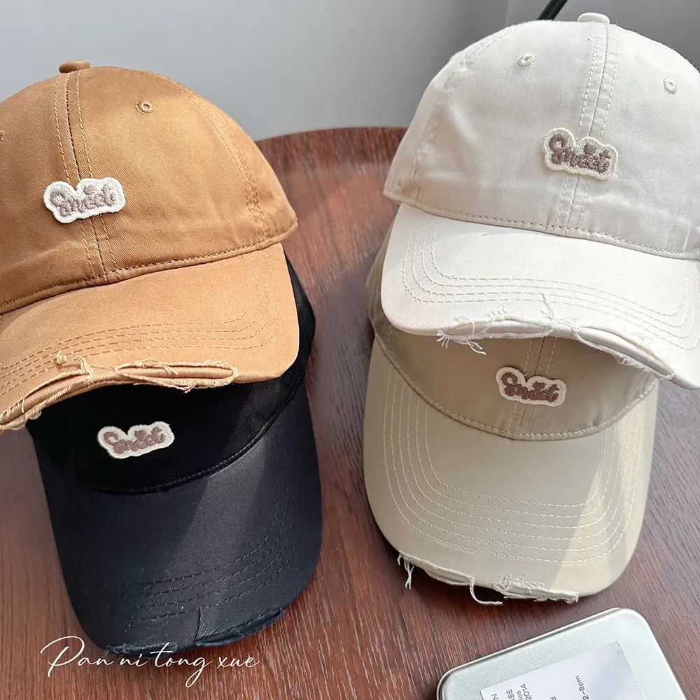 Children's Pink Quilted Baseball Cap with Small Hole — feature 30