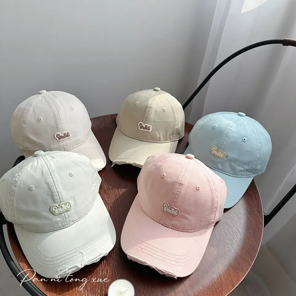 Children's Pink Quilted Baseball Cap with Small Hole — feature 31
