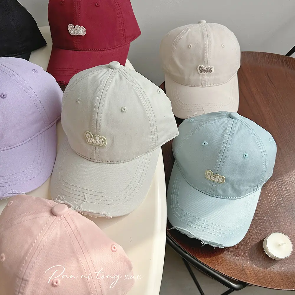 Children's Pink Quilted Baseball Cap with Small Hole — feature 32