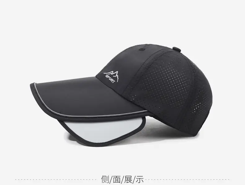 Men UV Retractable Cap Grey Black Sports — feature 11
