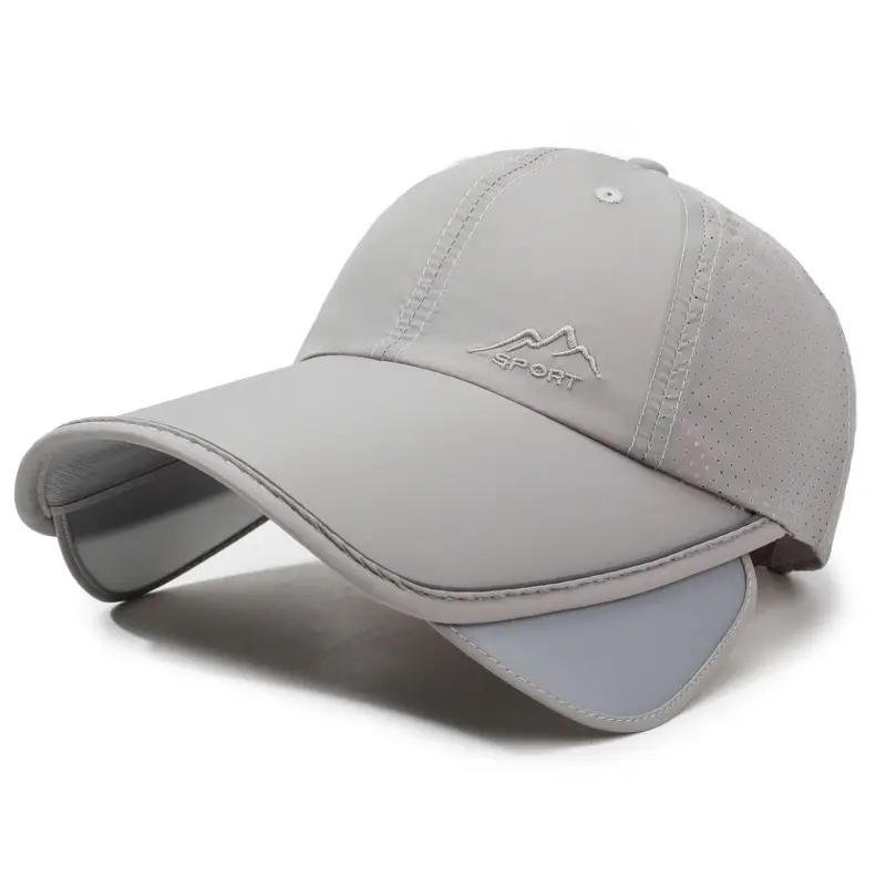 Men UV Retractable Cap Grey Black Sports - Image 3