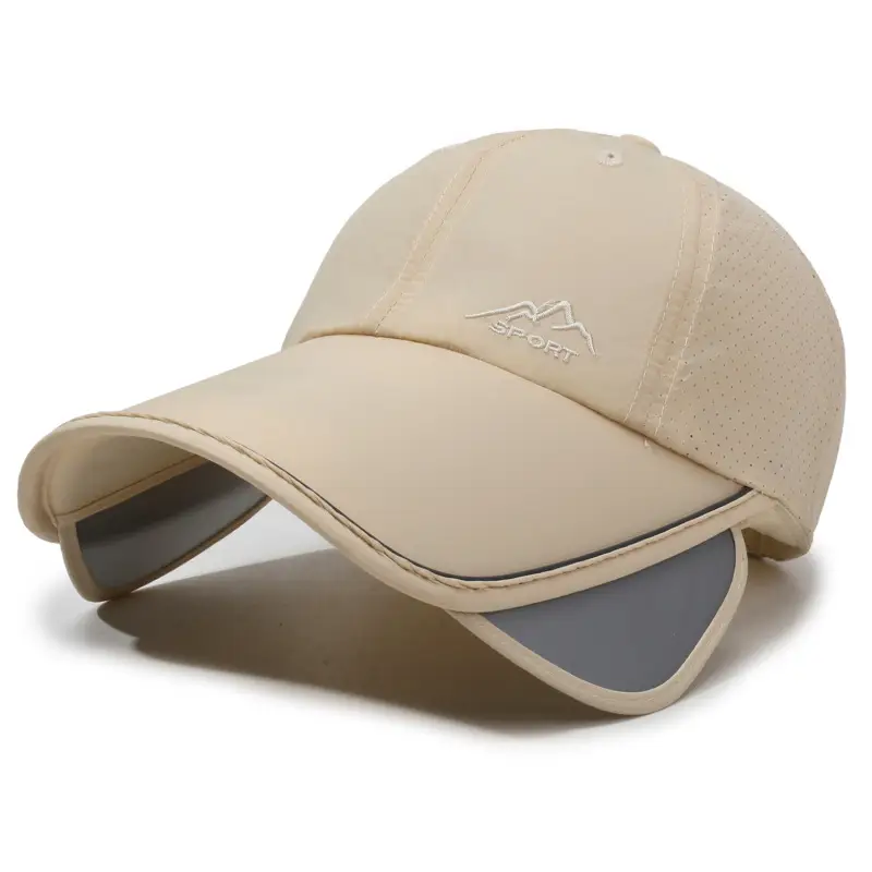 Men UV Retractable Cap Grey Black Sports - Image 6