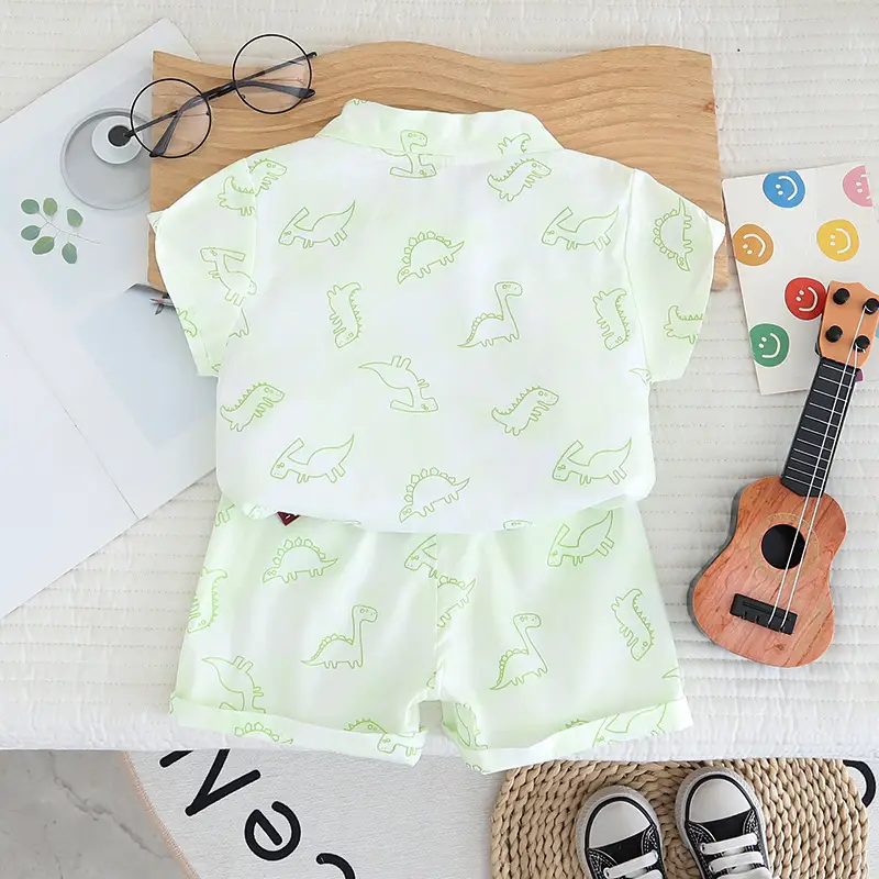 Summer 2025 Kids Cotton T-Shirt Shorts Set Light Green — feature 6