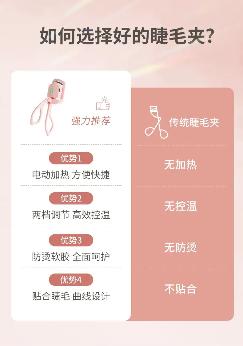 Electric Eyelash Curler Pink Portable Charging — feature 4