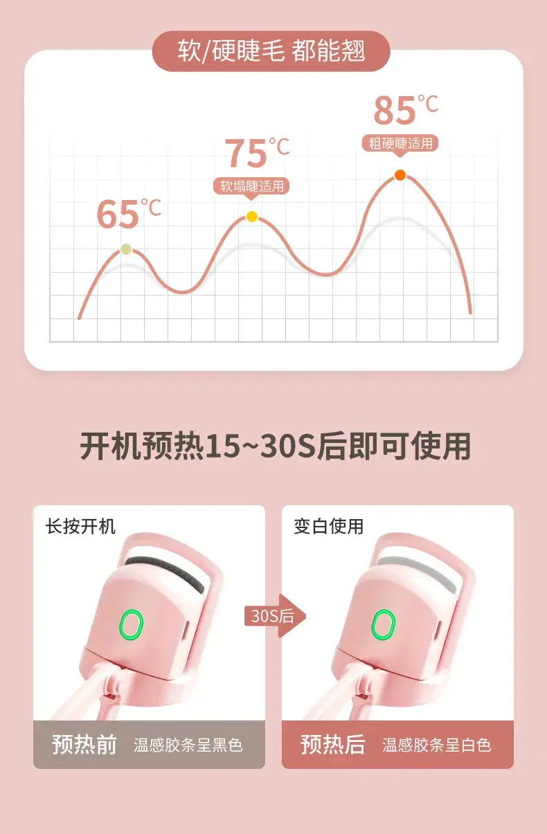 Electric Eyelash Curler Pink Portable Charging — feature 8