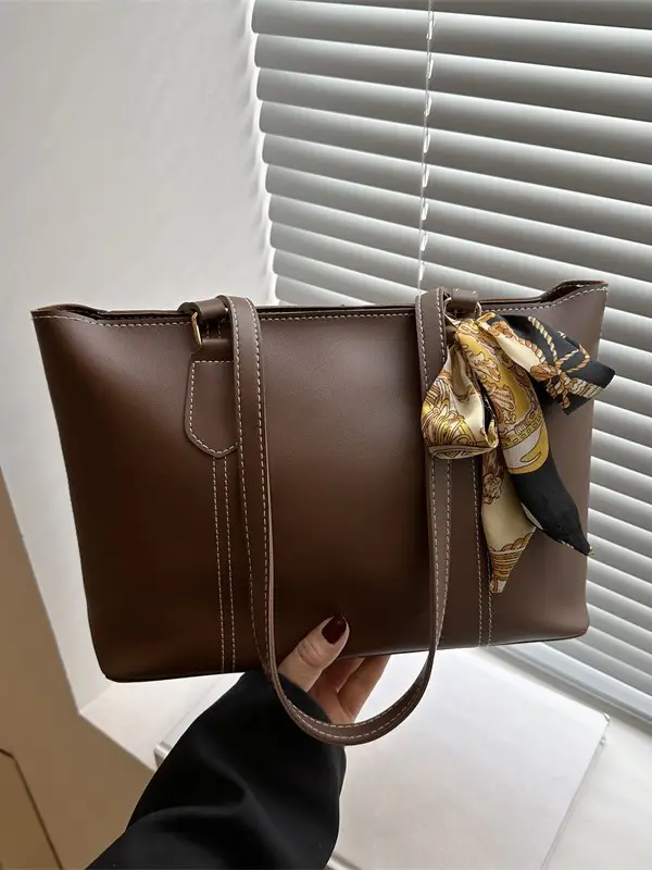 Women's Brown Leather Shoulder Bag with Gold Tassel - Image 5