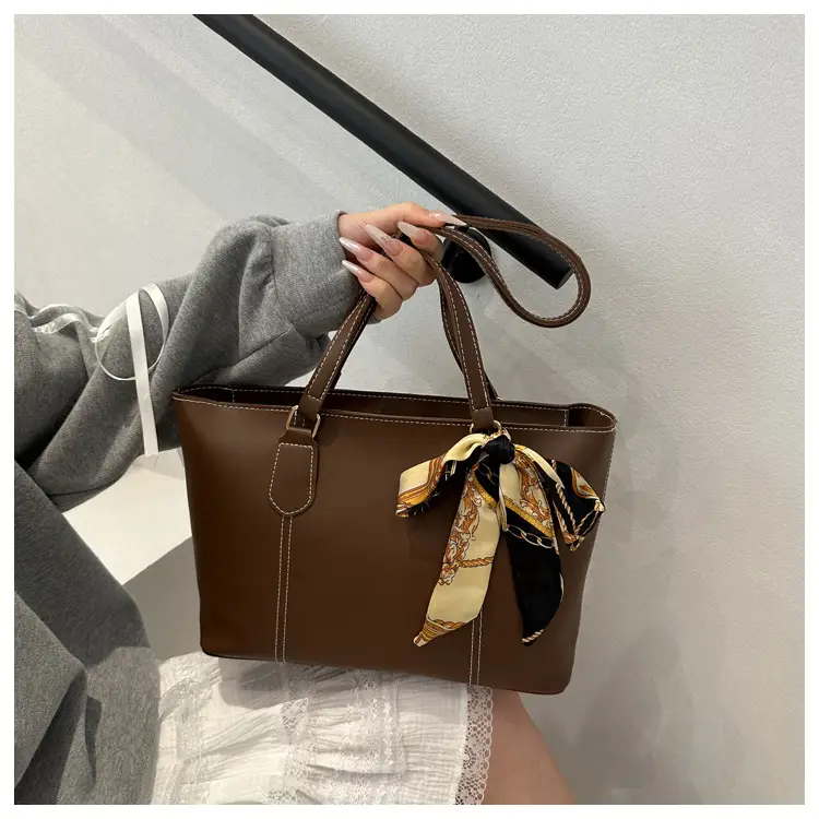 Women's Brown Leather Shoulder Bag with Gold Tassel — feature 14