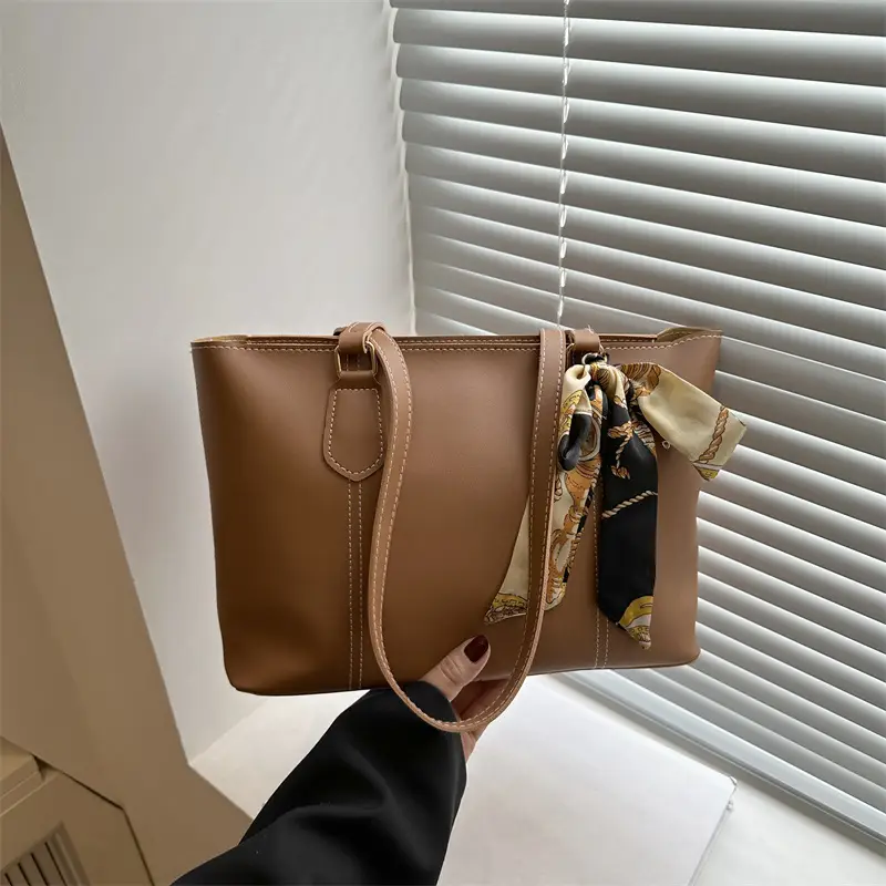 Women's Brown Leather Shoulder Bag with Gold Tassel - Image 3