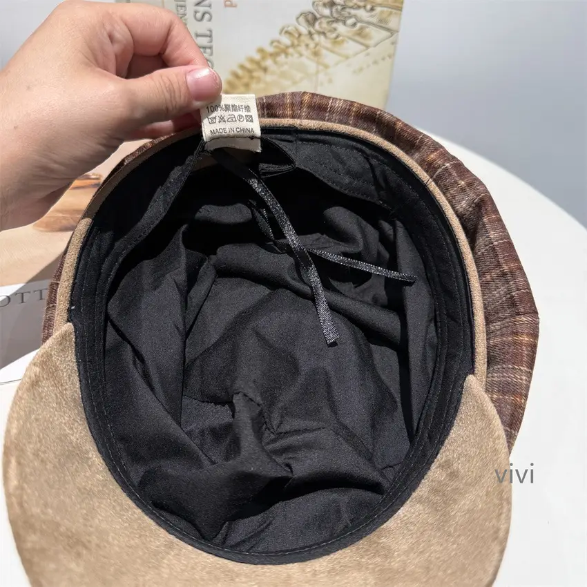 Japanese Plaid Patchwork Newsboy Cap for Women Large Head Circumference