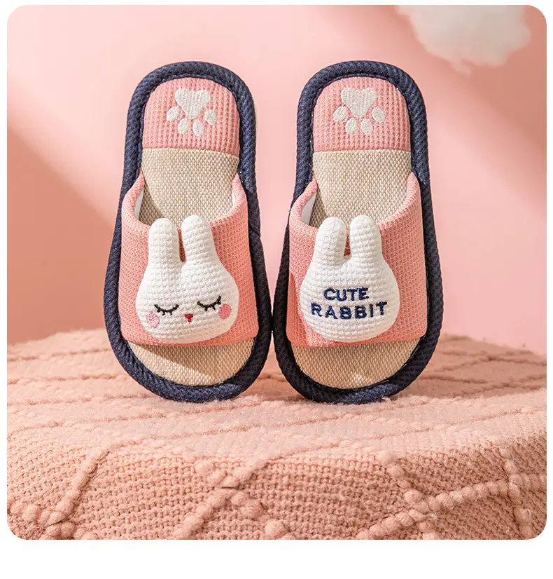 Children's Happy Tiger Linen Slippers Yellow Orange — feature 16