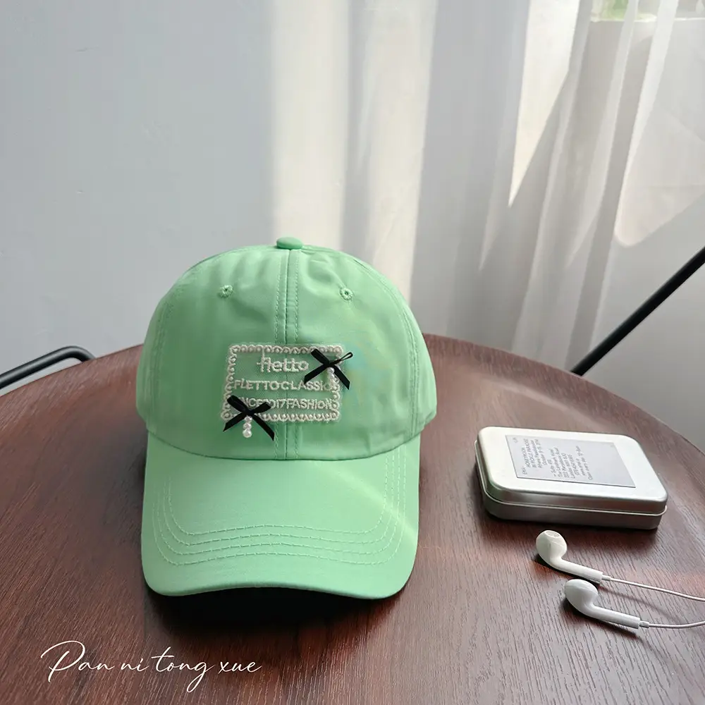 Women Sweet Pearl Baseball Cap with Patch - Image 2