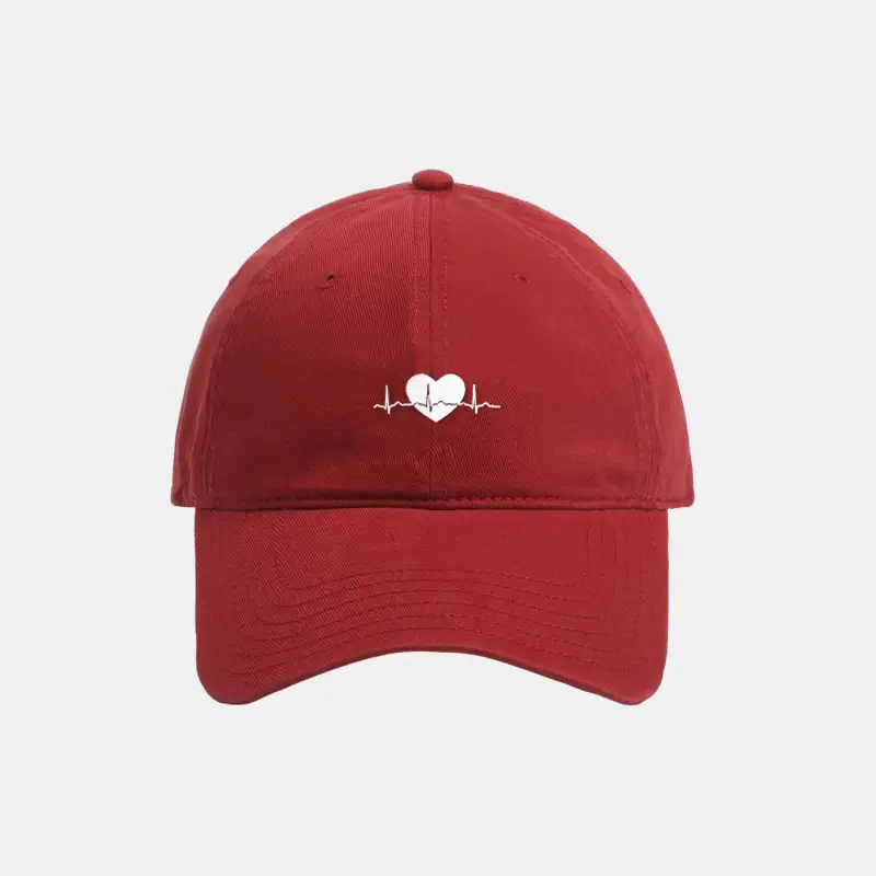 Maroon Heart Embroidered Baseball Cap