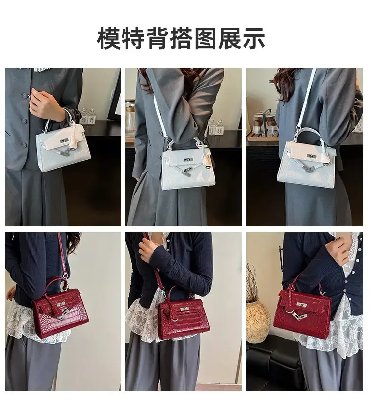 White Croc Texture Crossbody Bag for Women — feature 2