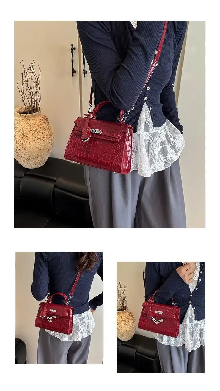 White Croc Texture Crossbody Bag for Women — feature 4