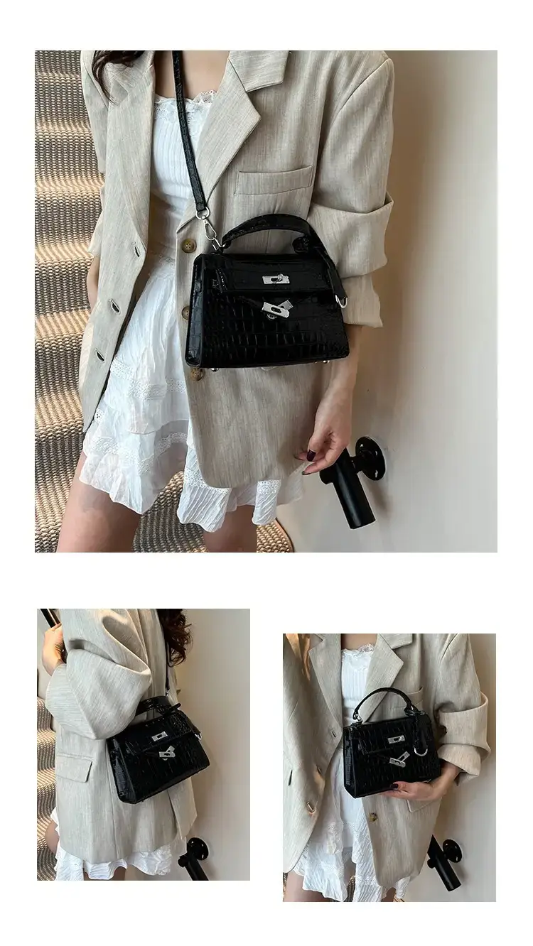 White Croc Texture Crossbody Bag for Women — feature 5