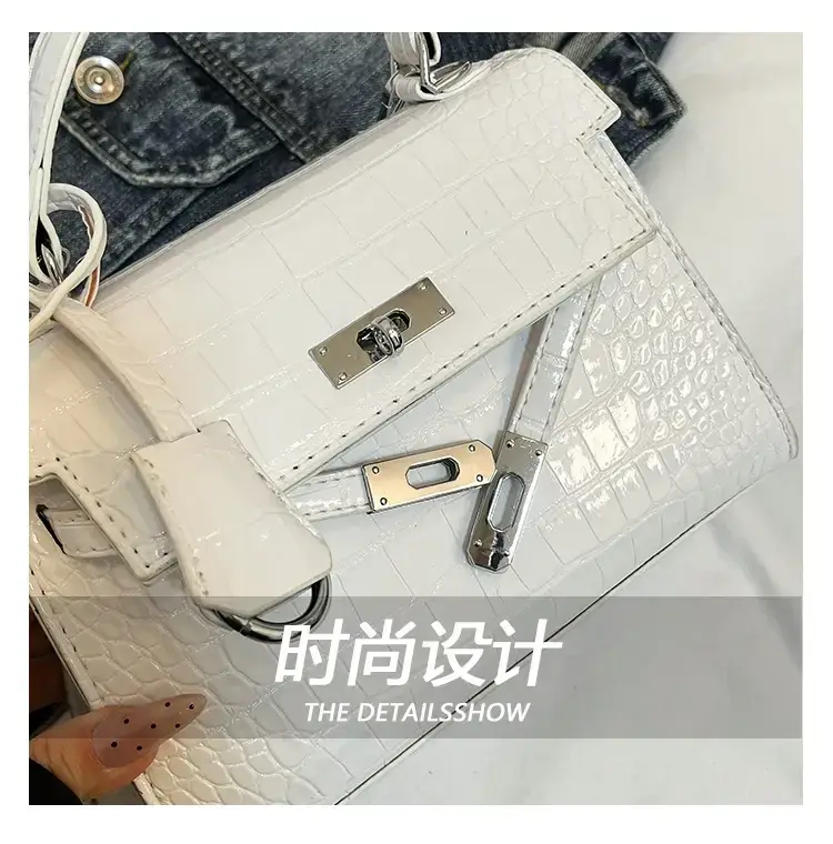 White Croc Texture Crossbody Bag for Women — feature 8