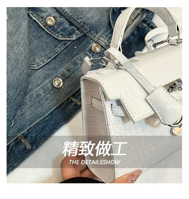 White Croc Texture Crossbody Bag for Women — feature 9