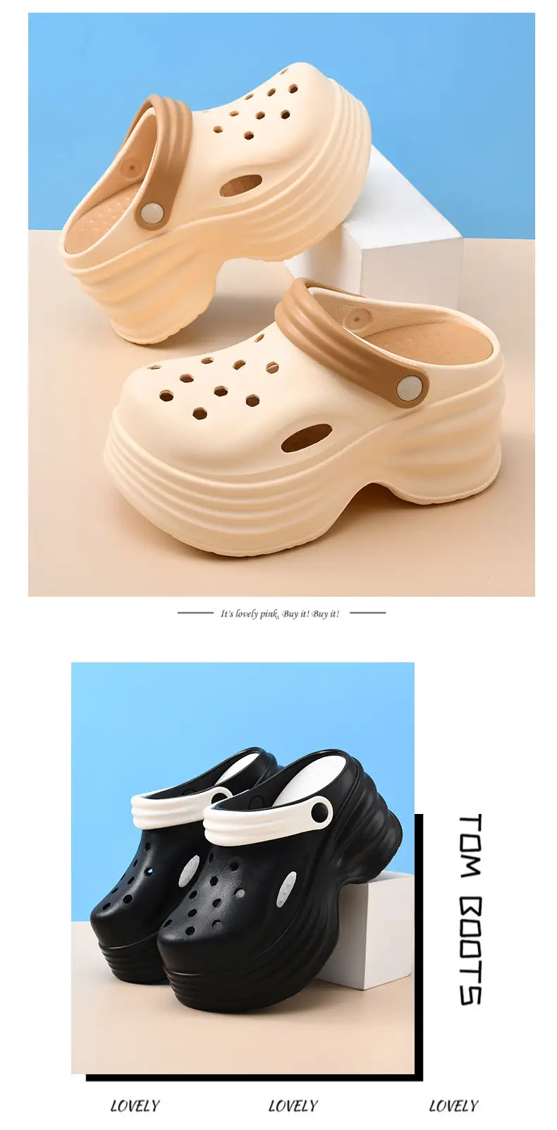 New Style Hole Shoes Women's Outfit Summer Thick Sole Baotou Slippers EVA Wear-resistant Non-slip 7cm Platform Cake Wading Sandals — feature 12