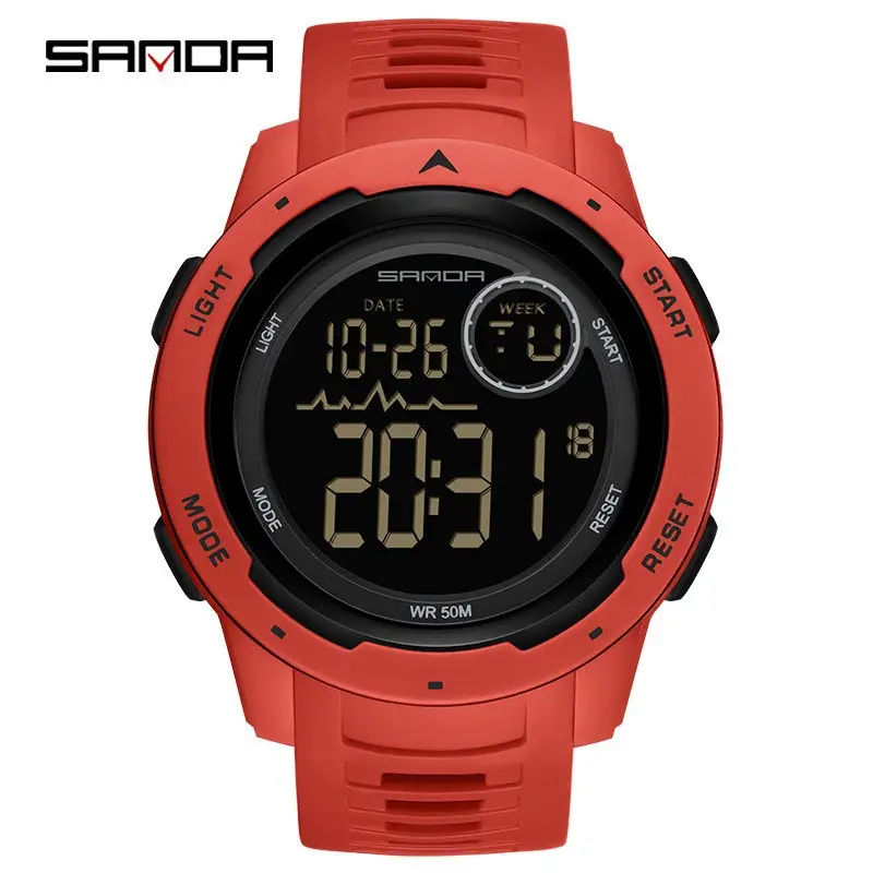 Sanda Digital Watch Men Women Waterproof Multifunctional