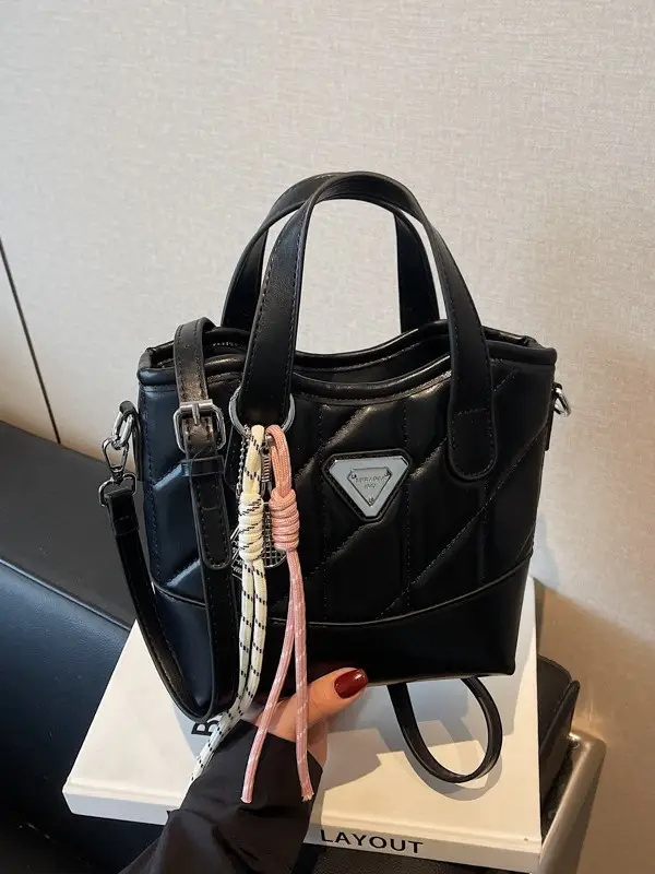 Women Rhombic Crossbody Bag Black Beige 2025 Fashion - Image 12