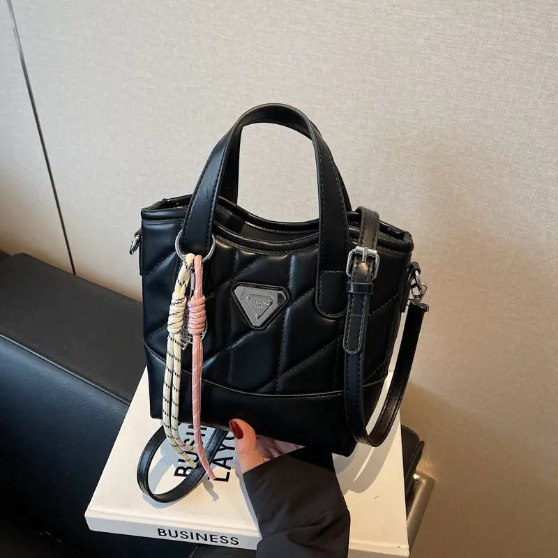 Women Rhombic Crossbody Bag Black Beige 2025 Fashion - Image 4