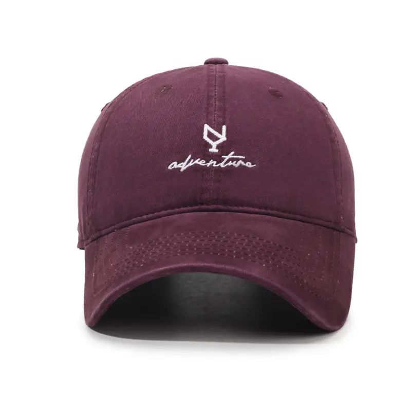 Retro Maroon Baseball Cap with Embroidered Logo - Image 9