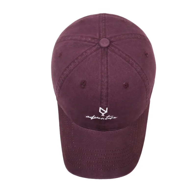 Retro Maroon Baseball Cap with Embroidered Logo - Image 10