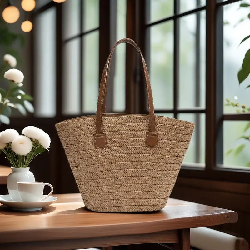 Women's Straw Veggie Basket Bag Large Capacity