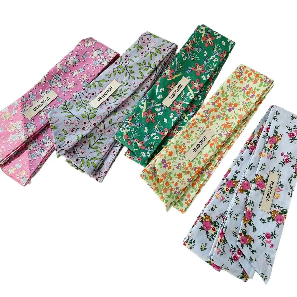 Women's Small Floral Cotton Silk Scarf