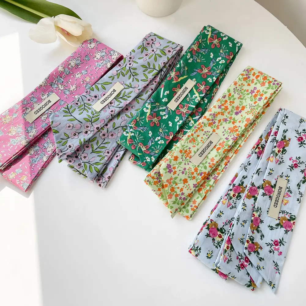 Women's Small Floral Cotton Silk Scarf — feature 13