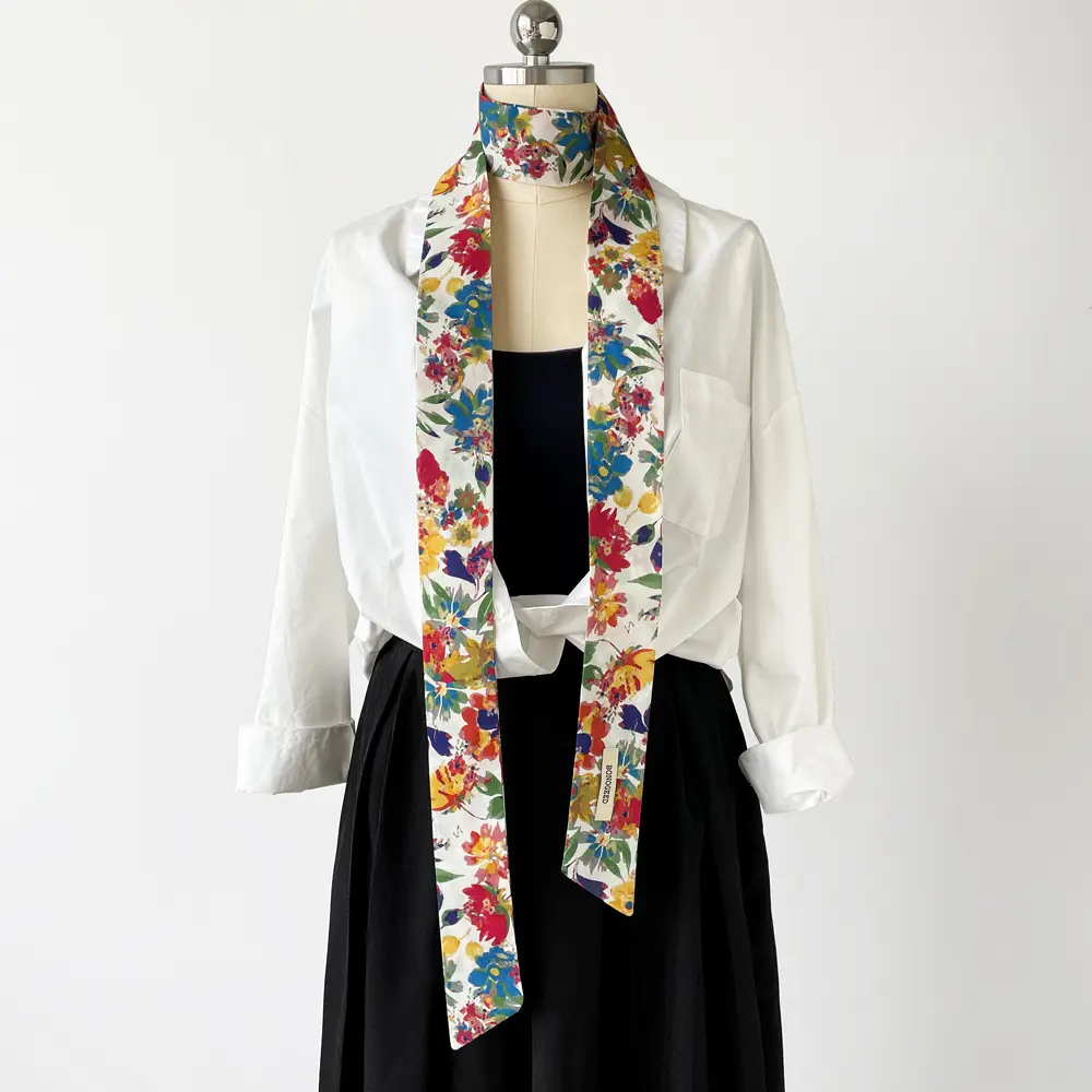Women's Small Floral Cotton Silk Scarf — feature 25
