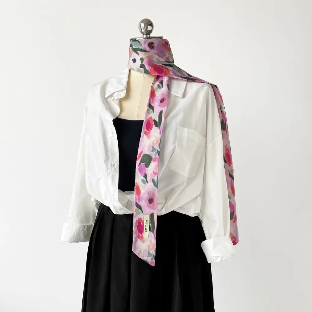Women's Small Floral Cotton Silk Scarf — feature 26